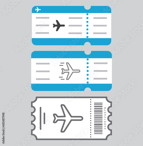 Vector line art airplane ticket - icon, vector, design.