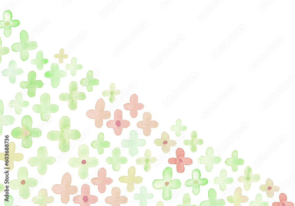 手描き水彩のシンプルで抽象的な緑色のお花のフレーム 手描き水彩のシンプルで抽象的な緑色のお花のフレーム