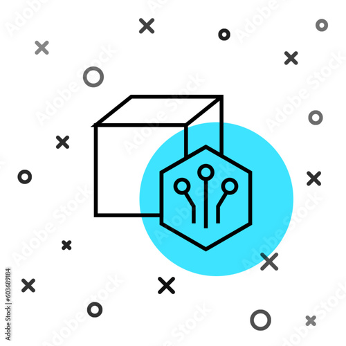 Black line NFT Digital crypto art icon isolated on white background. Non fungible token. Random dynamic shapes. Vector