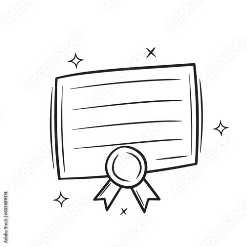 Hand Drawn Certificate.  Doodle Vector Sketch Illustration