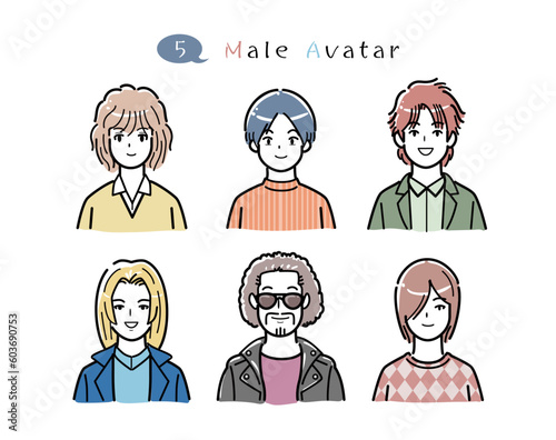 男性 イラスト アバター 上半身 セット 素材
