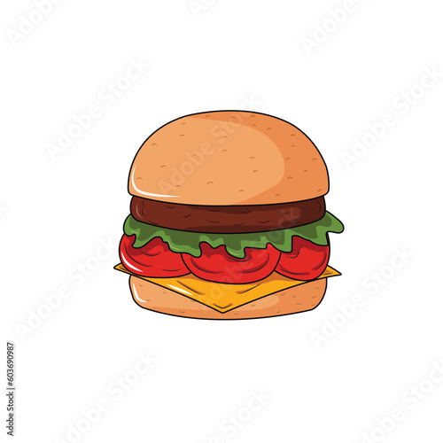 hamburger with cheese and ketchup , illustration of hamburger , hamburger in restaurant 