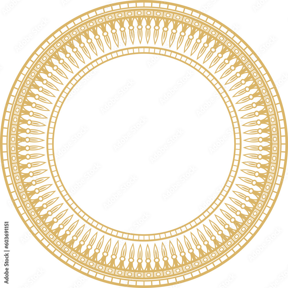 Vector golden round ornament of ancient Egypt. Circle Border, frame in pyramids.. Vector golden round ornament of ancient Egypt. Circle Border, frame in pyramids..
