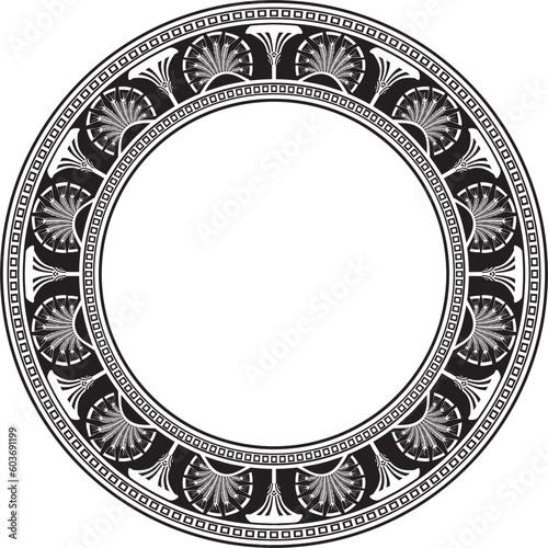 Vector monochrome seamless round Egyptian ornament. Infinite circle, ring, border, Ancient Egypt frame. Suitable for sandblasting, laser and plotter cutting..