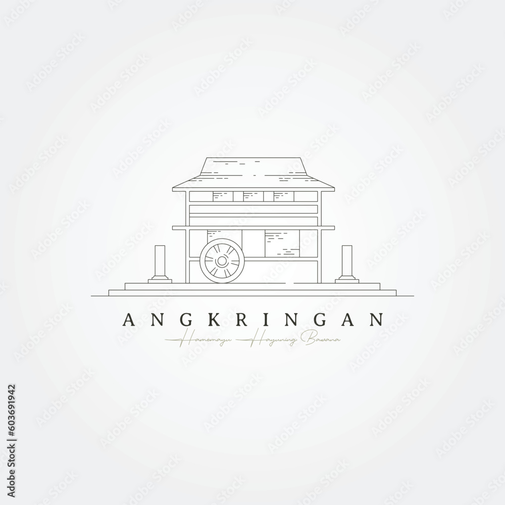 angkringan cart traditional shop from indonesian vector logo symbol illustration design.