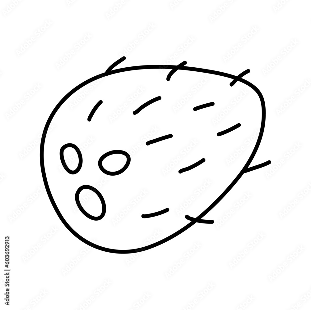 Hand drawn coconut icon. Vector illustration in sketch ink style for brochures, banner and label product market Hand drawn coconut icon. Vector illustration in sketch ink style for brochures, banner and label product market
