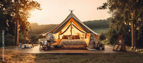 glamping in the beautiful countryside Ai generated image photo