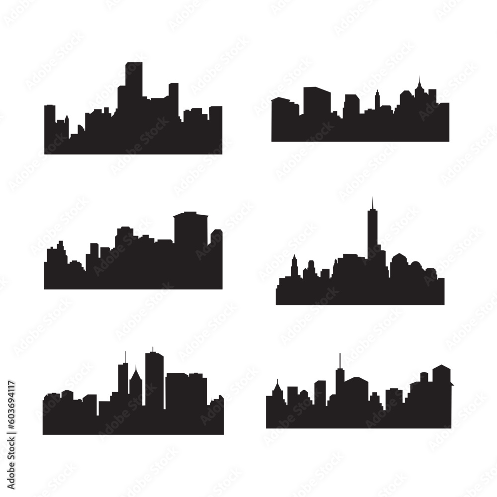 City silhouette set. Vector design illustration.