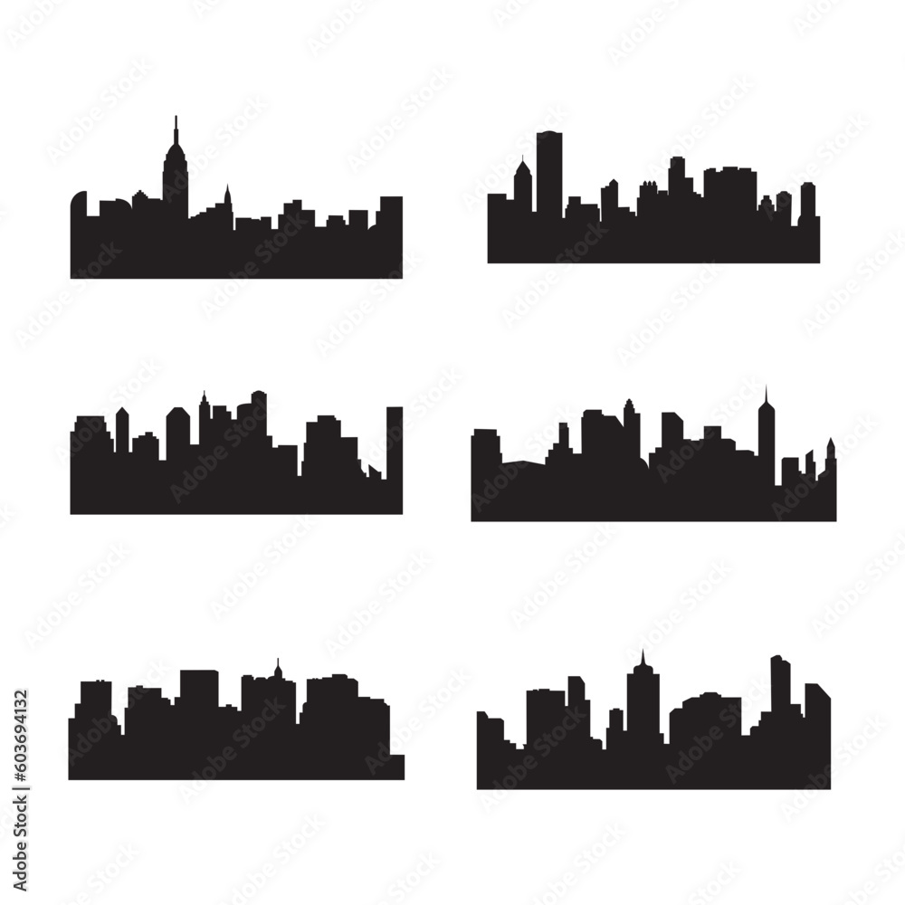 City silhouette set. Vector design illustration.