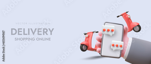 Comparison of different delivery services. Choosing best courier. Honest ratings and comments from real users. Advertisement of modern delivery services with 3D image and place for text