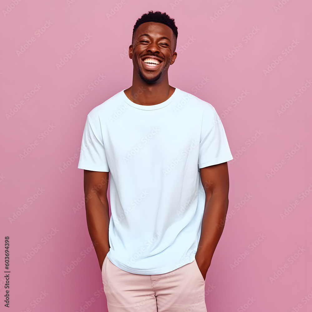 happy african man posing in studio with white t shirt ai generated art happy african man posing in studio with white t shirt ai generated art