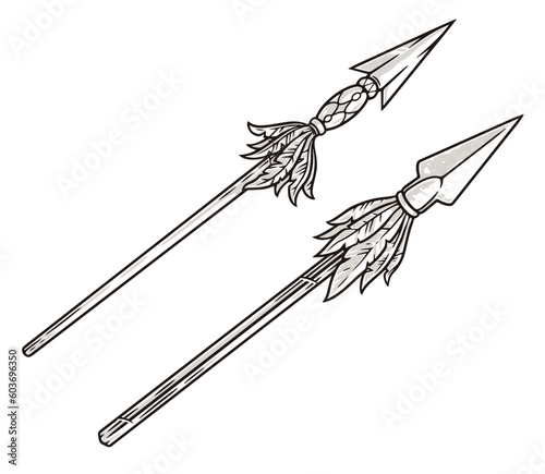 Sharp spears set emblem monochrome