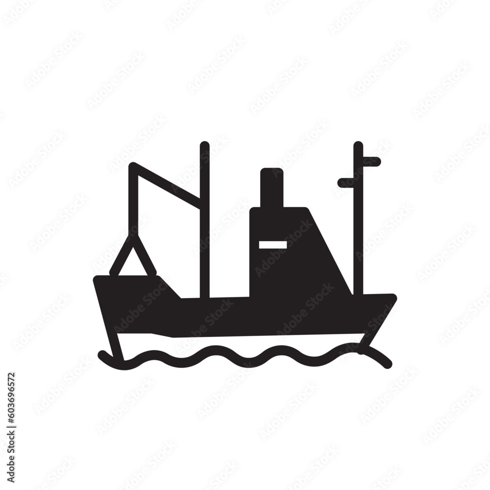 Fototapeta premium Fishing Boat Sea Icon