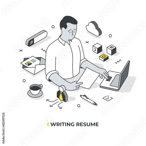 Writing Resume Isometric Scene