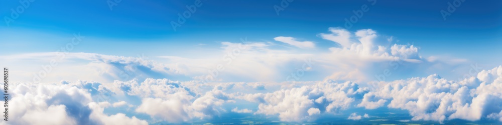 Beautiful blue sky cloudsfor background. Panorama of sky. Generative AI Beautiful blue sky cloudsfor background. Panorama of sky. Generative AI