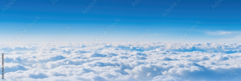 Beautiful blue sky cloudsfor background. Panorama of sky. Generative AI