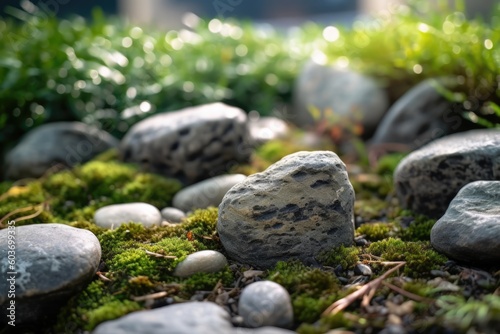 beautiful macro stones with moss