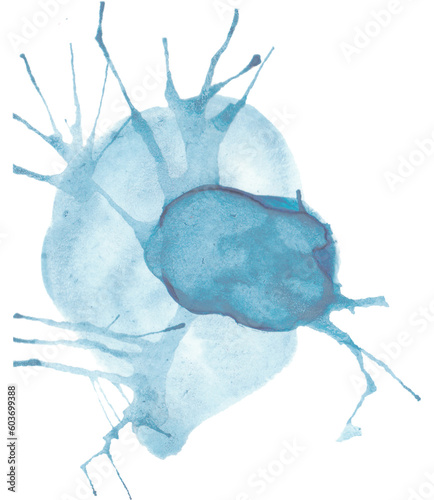Blue watercolor modern art splash