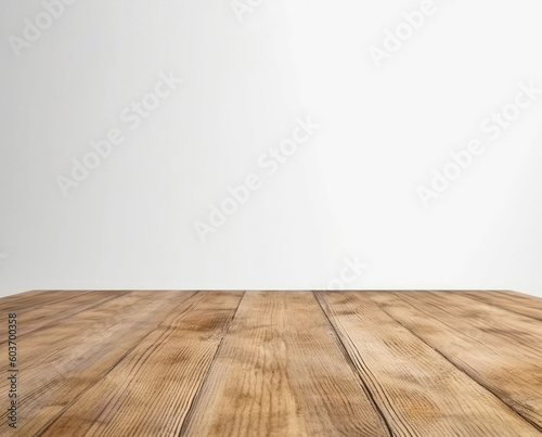 Untitled Empty wooden floor perspective and isolated on white wall background - 1