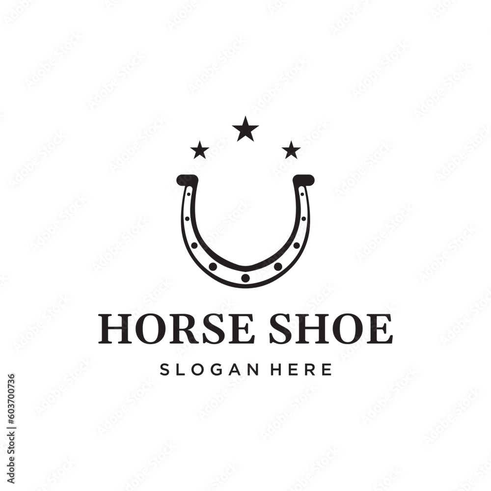 Retro horseshoe logo template for ranch, cowboy,badge. which is isolated on the background. Retro horseshoe logo template for ranch, cowboy,badge. which is isolated on the background.