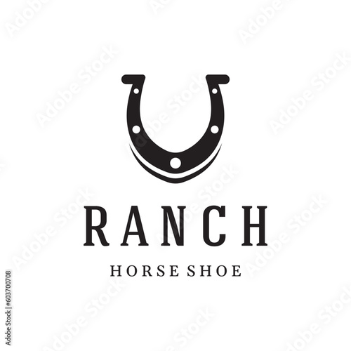 Retro horseshoe logo template for ranch, cowboy,badge. which is isolated on the background.