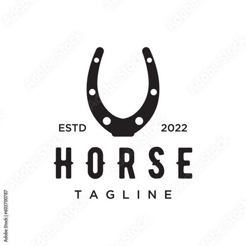 Retro horseshoe logo template for ranch, cowboy,badge. which is isolated on the background.