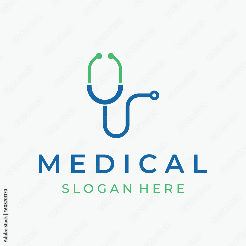 Doctor stethoscope logo template design for health care with creative idea. Vector illustration.