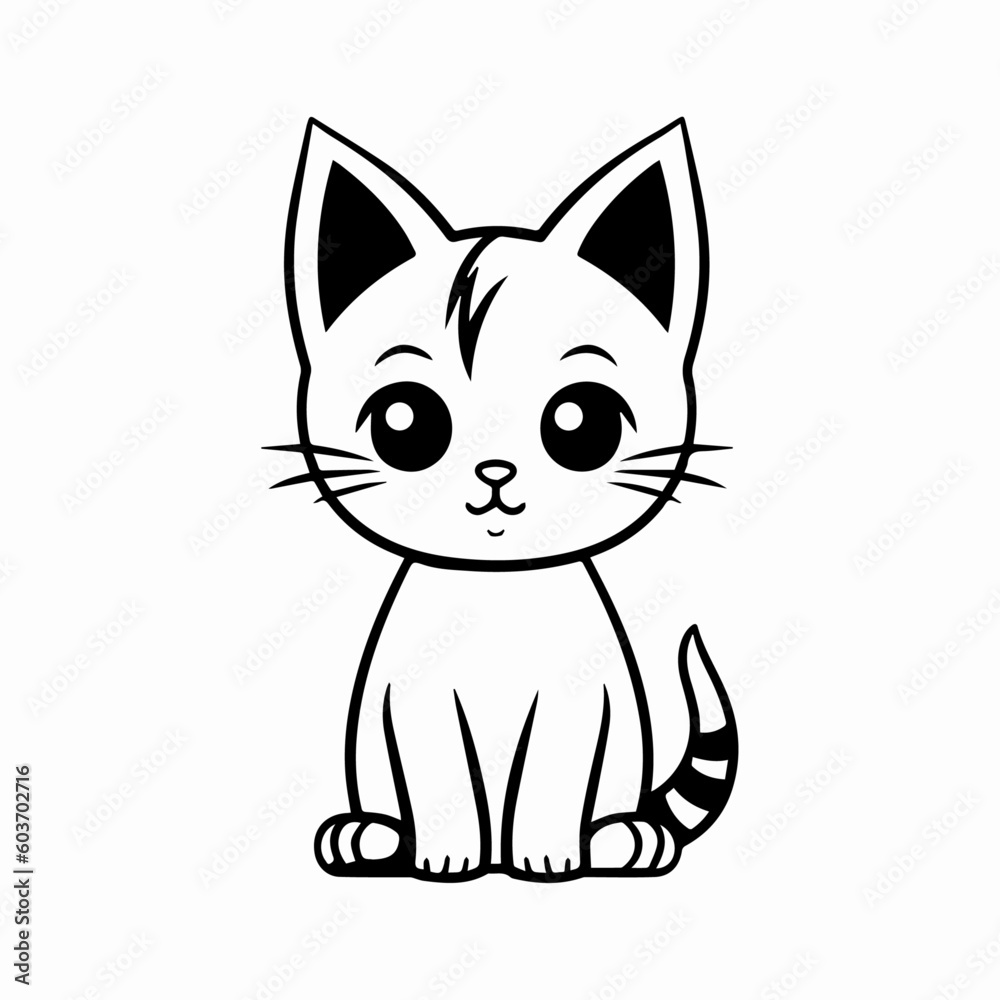 Fototapeta premium Cat silhouette, vector art, isolated on white background.