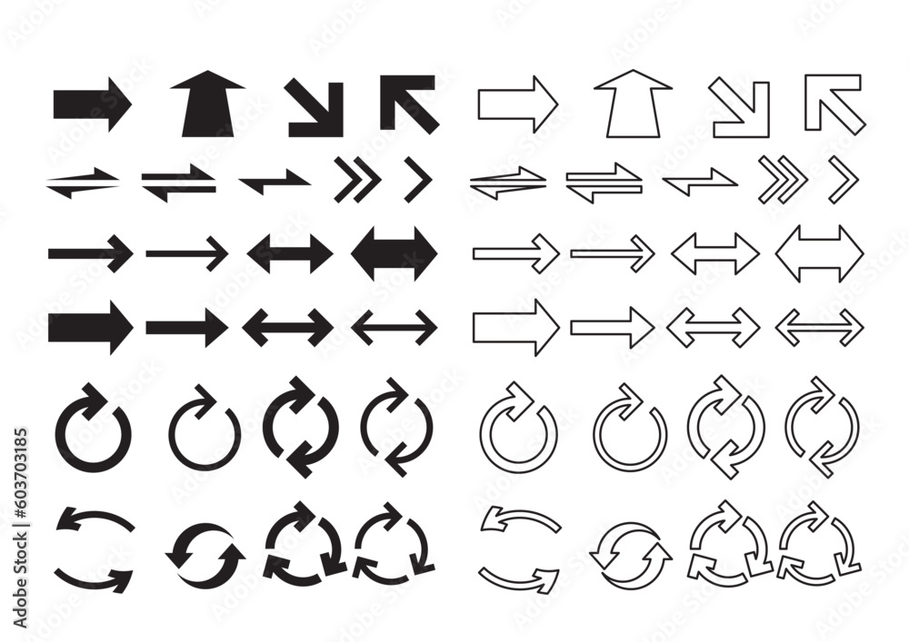 シンプルな矢印などのアイコンのベクター画像