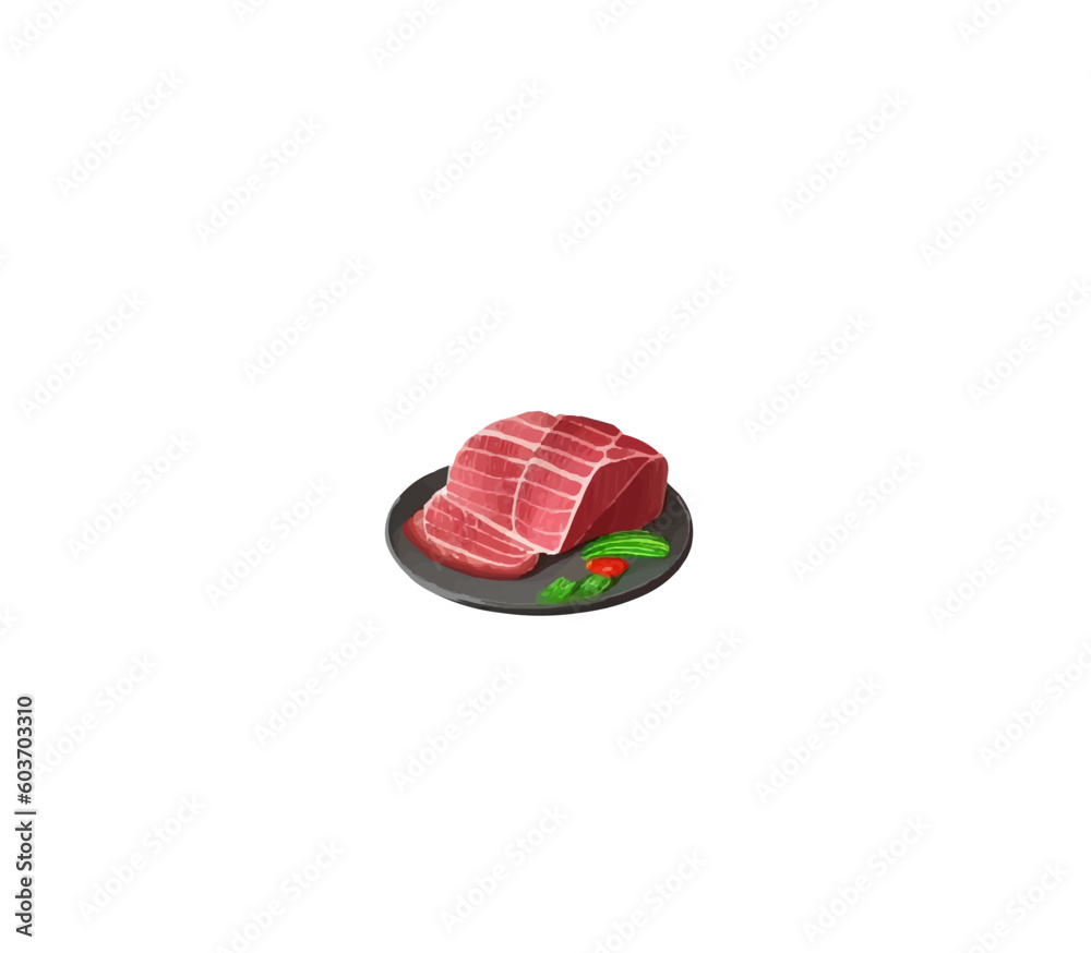 Vector illustration of cartoon sliced steaks isolated on white background Vector illustration of cartoon sliced steaks isolated on white background
