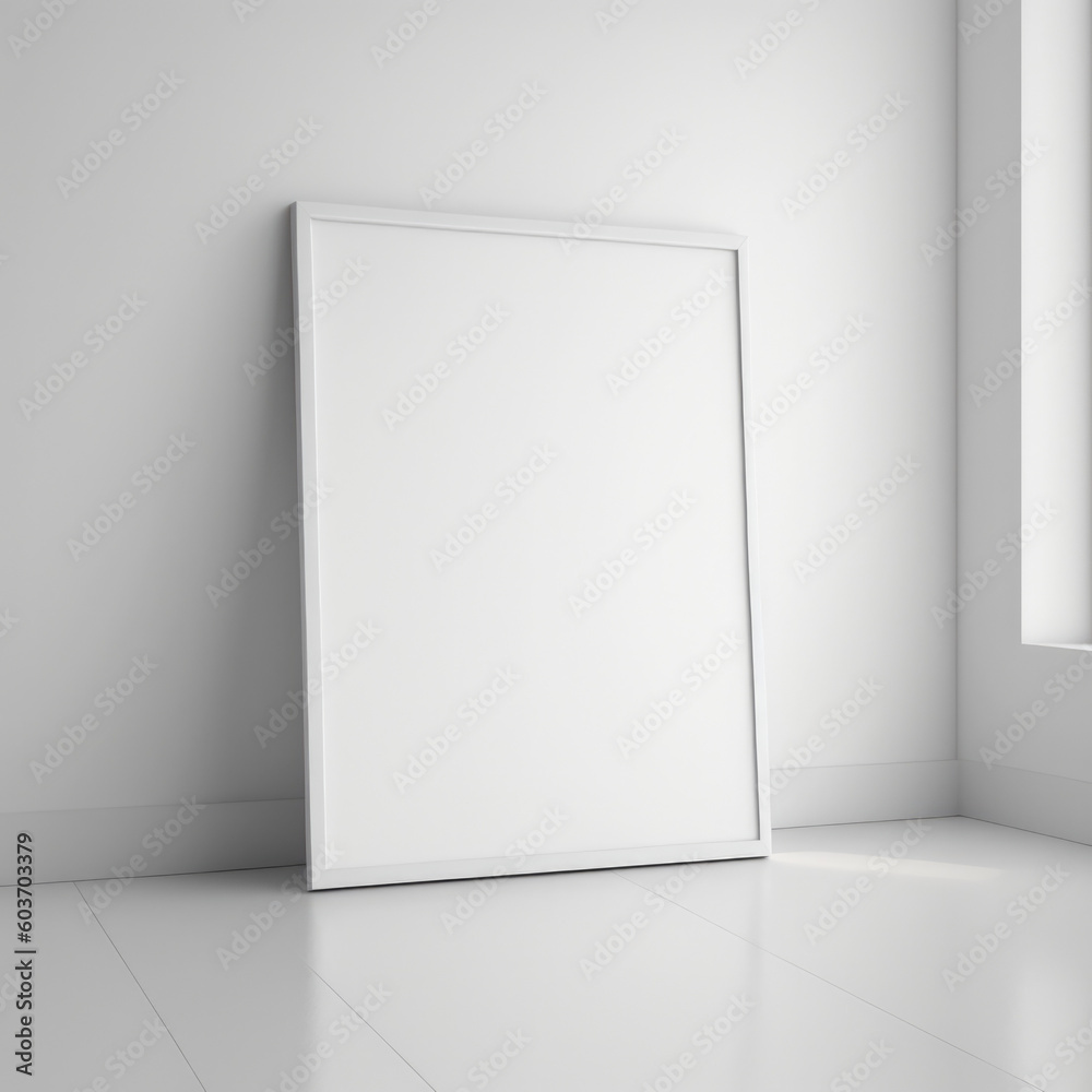 empty white room with empty frames empty white room with empty frames