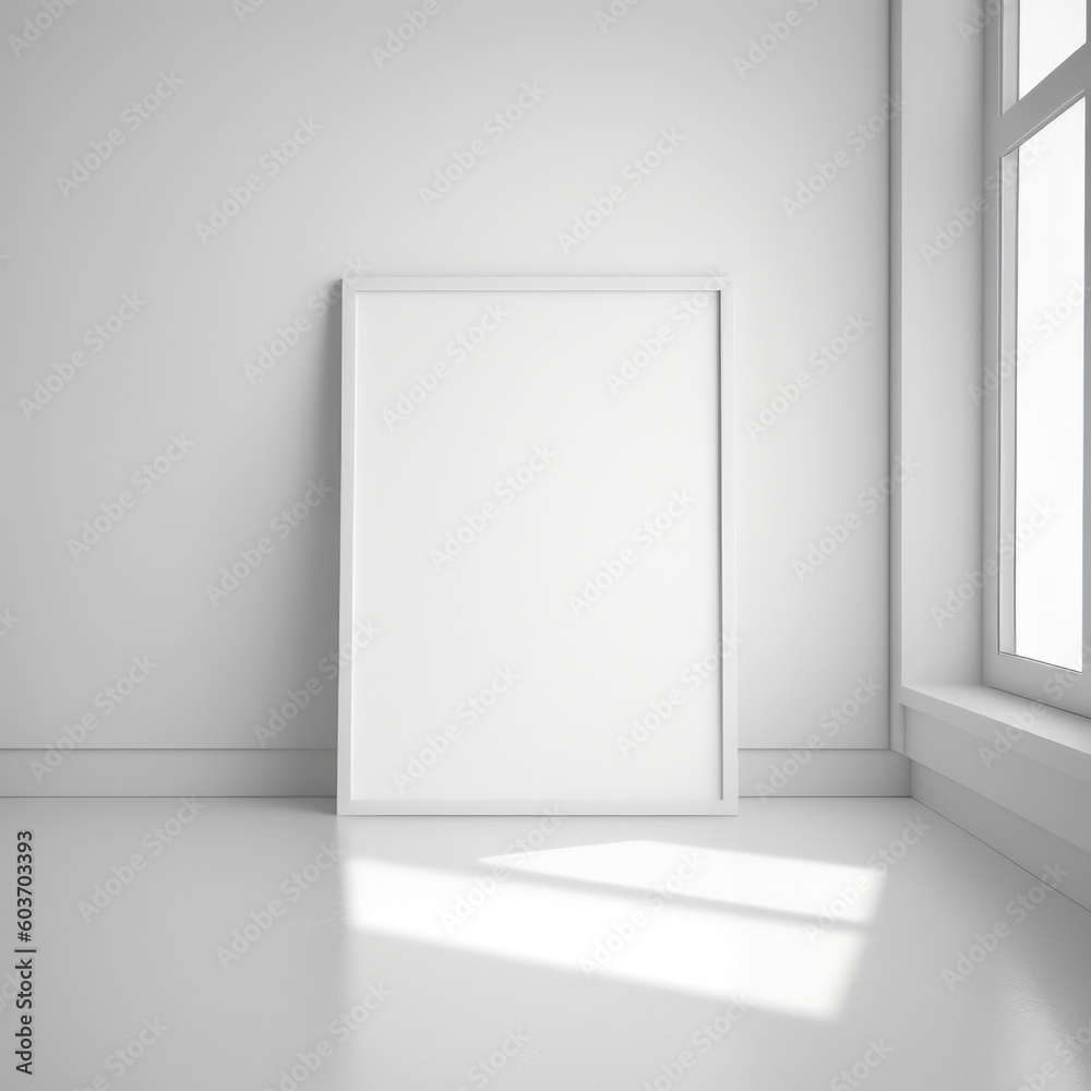 empty plain white room with white frame empty plain white room with white frame