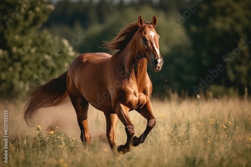 Spirit of Freedom: Breathtaking Picture of a Majestic Horse Running Freely in an Open Field