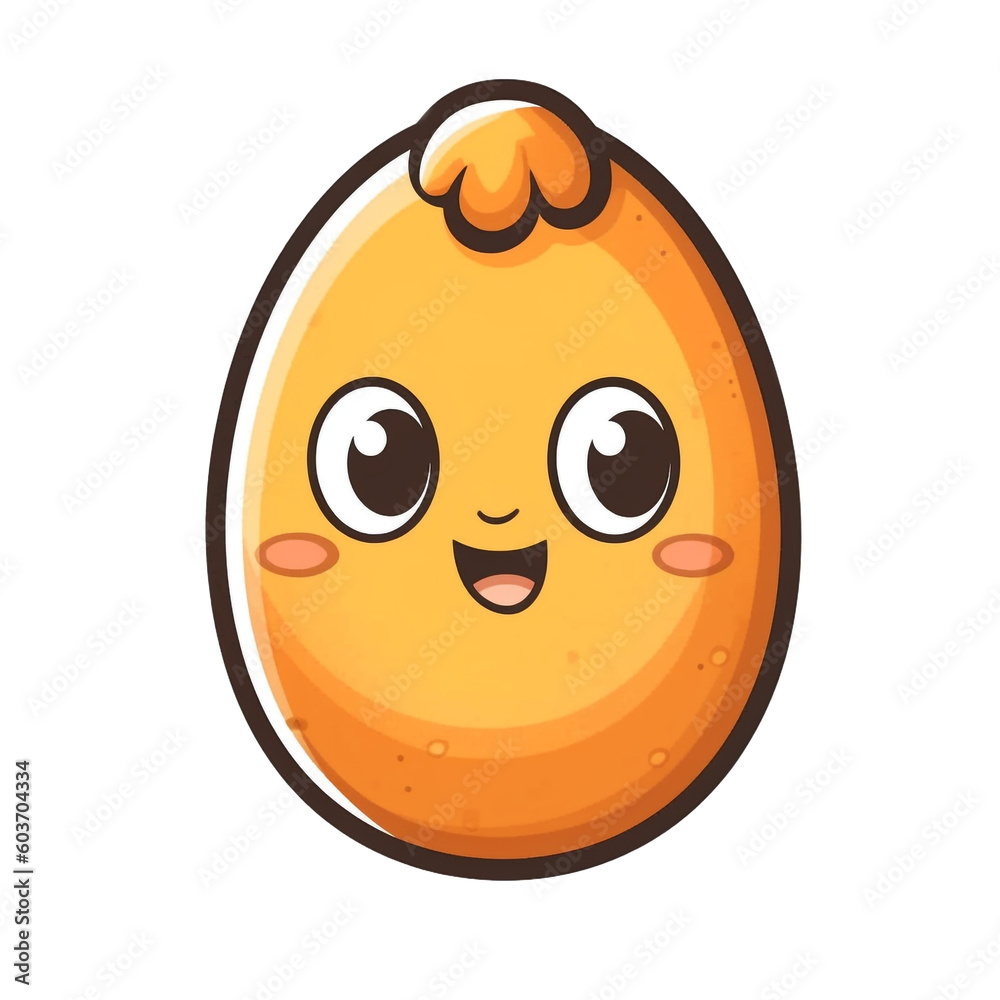 Fototapeta premium Cute cartoon character. Easter egg. Sticker with contour. Colorful vector illustration. Isolated on transparent background. Design element.Generative Ai