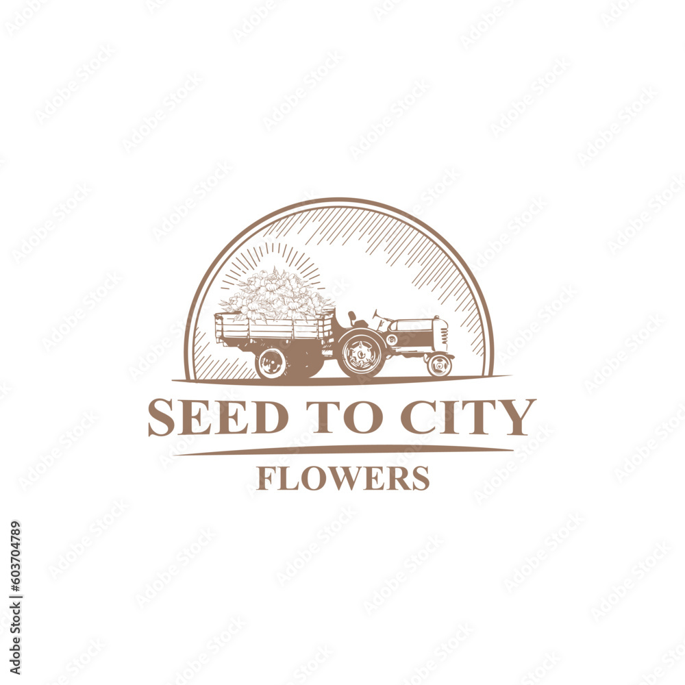 Modern and vintage based logo design for flower business, flower import export, and floral business.