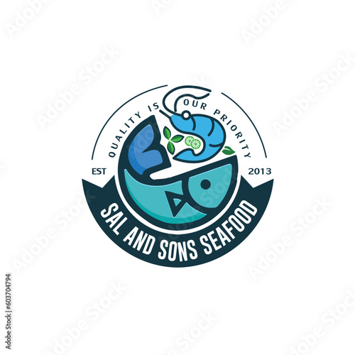 Simple and minimal logo design for sea food, fish business, lobster, and food industry.