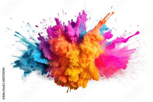 colorful rainbow holi paint splash, color powder explosion, isolated (Generative AI, Generativ, KI)
