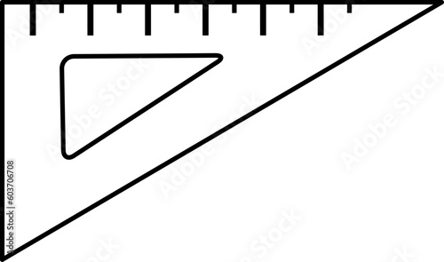 vector linear icon triangle ruler, school and office supplies, back to school, doodle and sketch