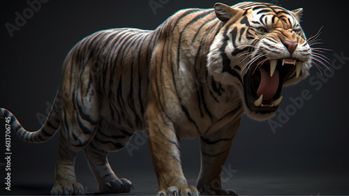 roaring beast tiger 3D rendering 