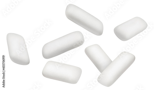 Foto Flying chewing gums cut out