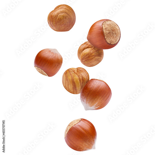 Flying delicious hazelnuts, cut out