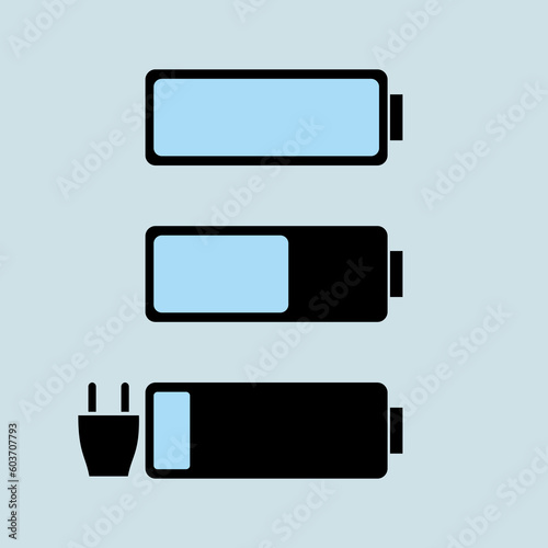 Battery Icon Charge Set Vector