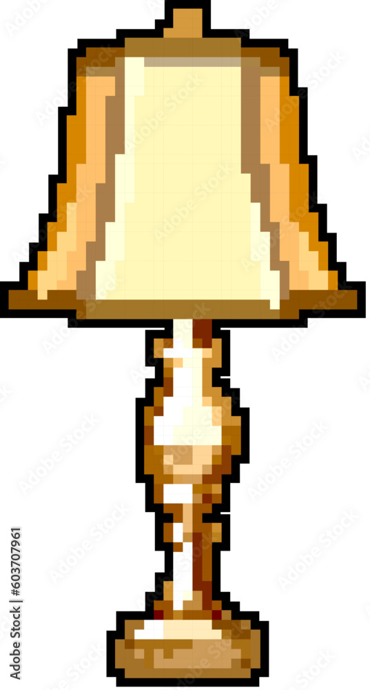 Fototapeta premium room vintage table lamp game pixel art retro vector. bit room vintage table lamp. old vintage illustration