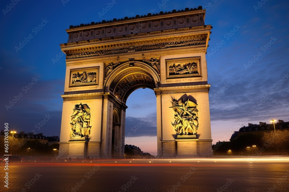 Grandeur of the Arc de Triomphe at Sunset - AI Generated