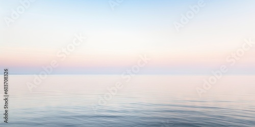 Horizon Line Dividing a Calm Sea and a Pastel Sky - AI Generated © dasom