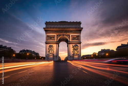 Grandeur of the Arc de Triomphe at Sunset - AI Generated © dasom