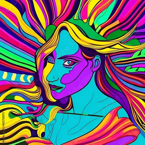 Portrait of a woman in vibrant vector art