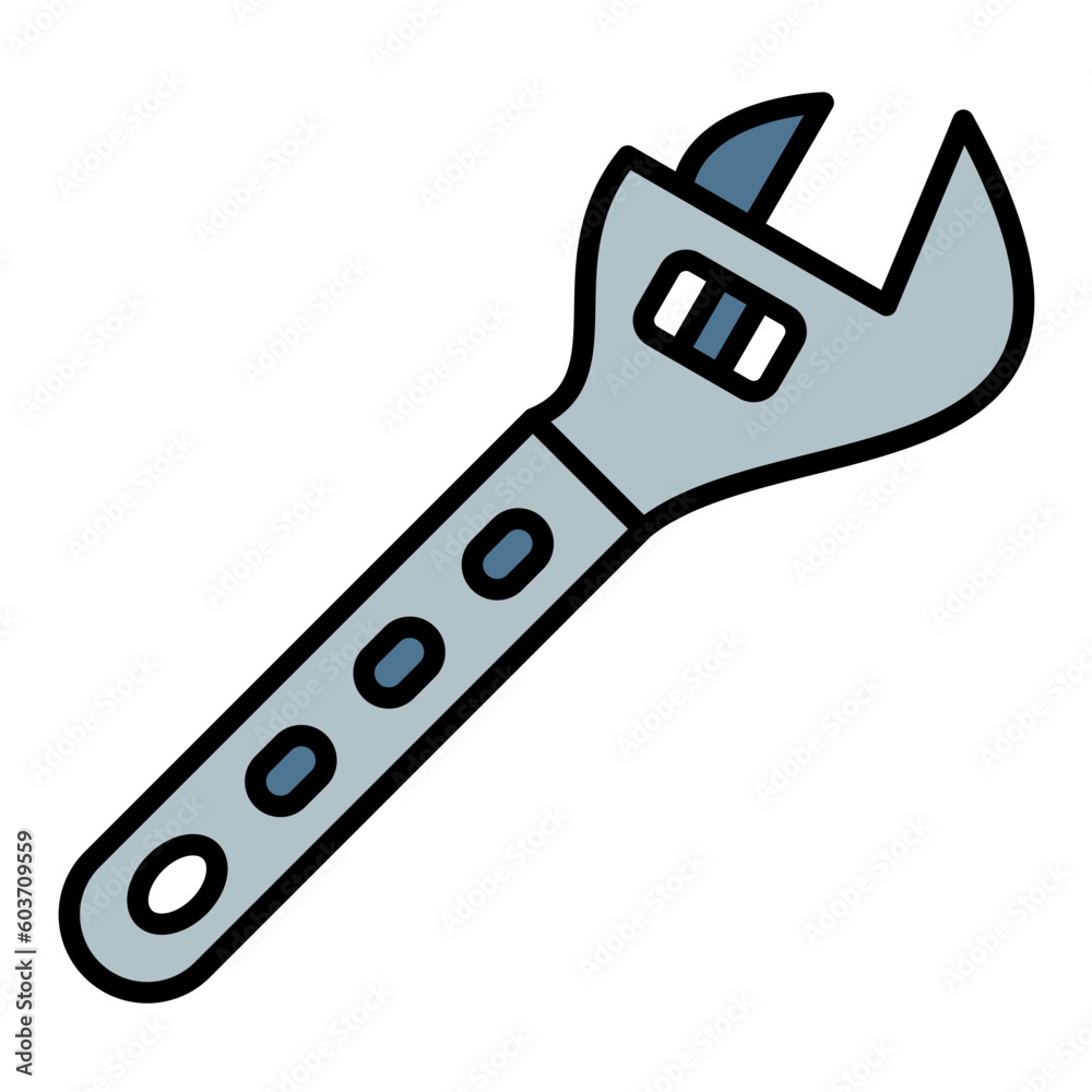 Adjustable Wrench Line Color Icon Adjustable Wrench Line Color Icon