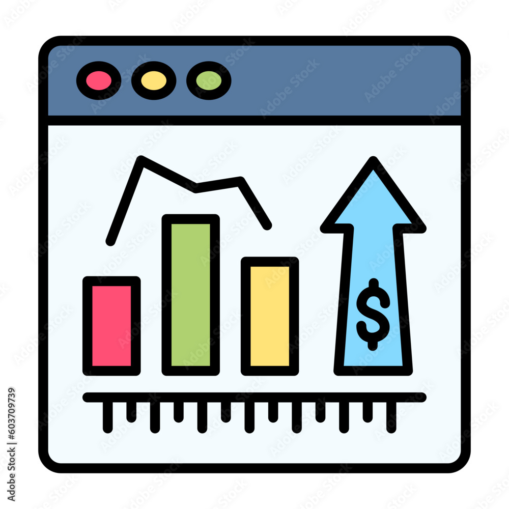Online Statistics Line Color Icon Online Statistics Line Color Icon