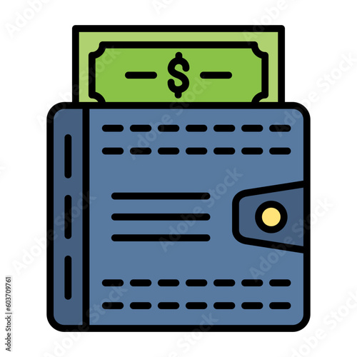 Money in Wallet Line Color Icon